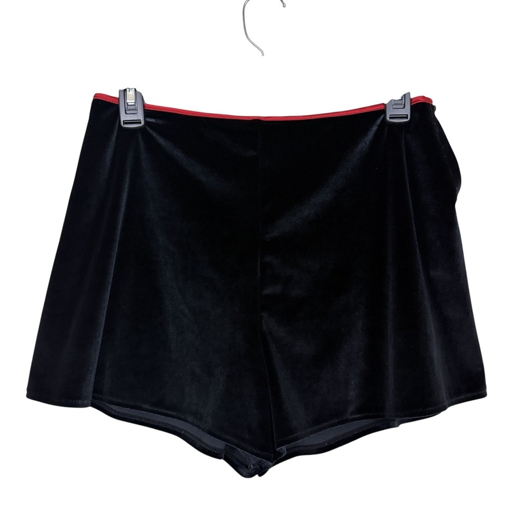 Y2K Victoria's Secret Velvet Lounge Sleep Shorts Sz M Black Red Soft Wide Leg